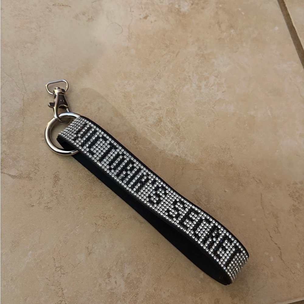 Victoria's Secret Black and Silver Keychain Wristlet